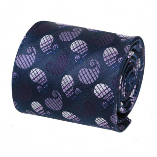 Fialovo-modrá kravata paisley vzor ORSI 8 cm