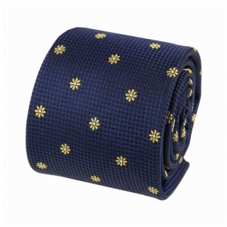 Luxusná kravata V.I.P Collection modrá - žltý vzor