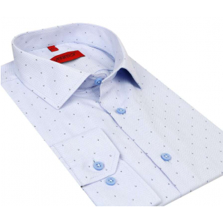 Trendová belasá košeľa so vzorom VENERGI Klasik 70% bavlna 