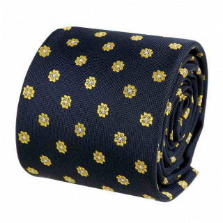 Pánska kravata modrá so žltým vzorom ORSI BUSSINES 7 cm