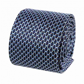 Kravata modrá s belasým vzorom 7 cm ORSI 100% mikrovlákno