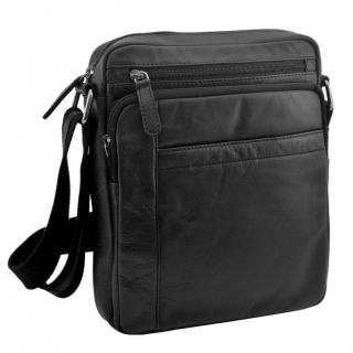 Pánska crossbody taška z NAPPA kože MERCUCIO 28x22, čierna 