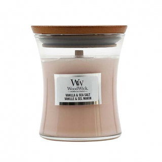 Vonná sviečka Woodwick - Vanilla & Sea Salt 85g